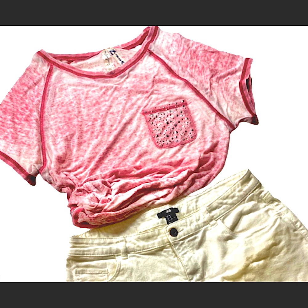 3/20* Seven7 Seven Red Burnout Raglan SlubKnit Tee